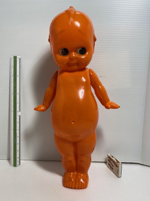 大型☆オレンジ色☆セルロイド☆キューピー 人形 ４０．７ｃｍ 昭和レトロ 当時物 メーカー