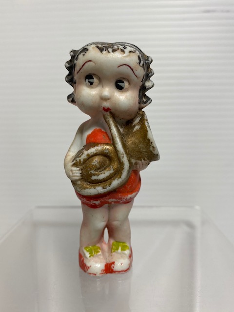 昭和レトロ☆ベティちゃん☆陶器製☆人形 ８．５ｃｍ 手塗 BETTY BOOP JAPAN 版権有 現状 【AT1327】