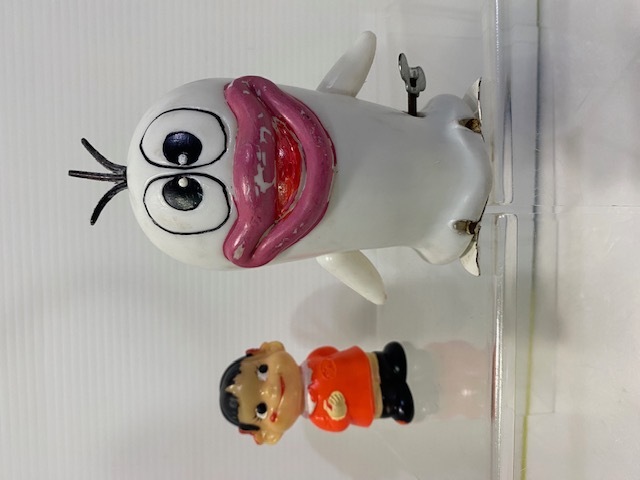 昭和レトロ☆オバケのQ太郎と犬☆トコトコ人形 １５．０ｃｍ 手塗 初期 