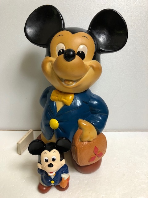 旧三菱銀行 特大サイズ ディズニー ミッキーマウス ソフビ 大型貯金箱 ...