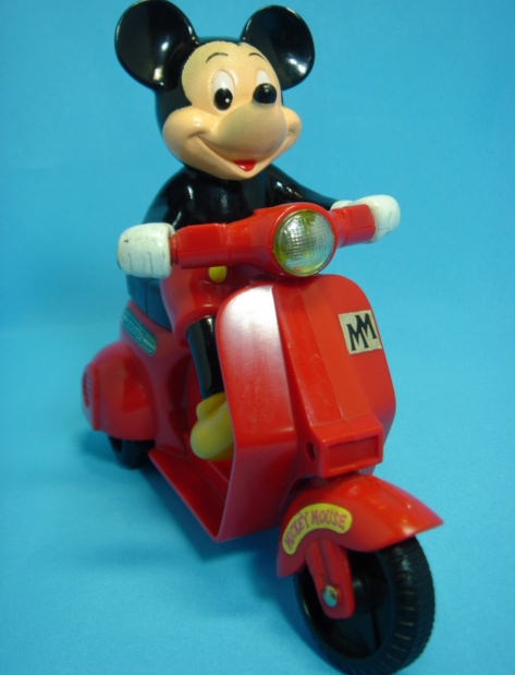 1982年☆マスダヤ☆増田屋☆ゼンマイ式 ミッキーマウススクーター 長さ １７．５ｃｍ 当時物 ディズニー 現状 【TO1181】