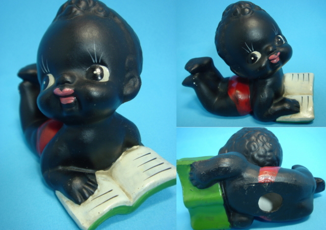 かわいい☆黒んぼう坊や 陶器製人形 昭和レトロ 【TO1198】 アンティーク らしさ