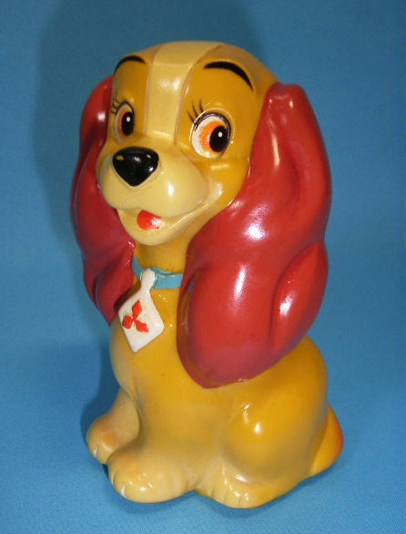 三菱銀行 ディズニー 犬 レディ ソフビ人形 貯金箱 １１．３ｃｍ 当時