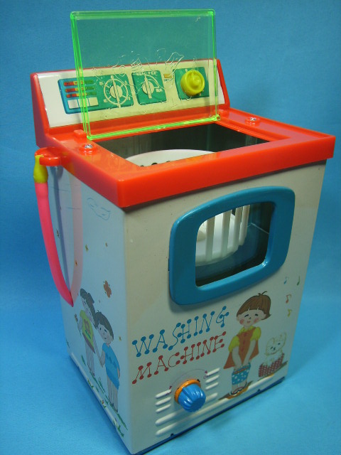 箱入☆ヨネザワ 米沢玩具 洗濯機 ブリキ製 ２０．５ｃｍ 当時物 版権有