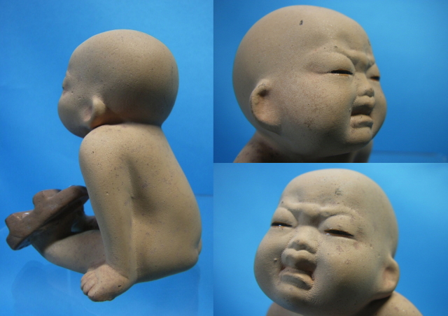 人形陶器 リアルな人形☆下駄を履く男の子 陶器製 詳細不明 現状 【TO1712