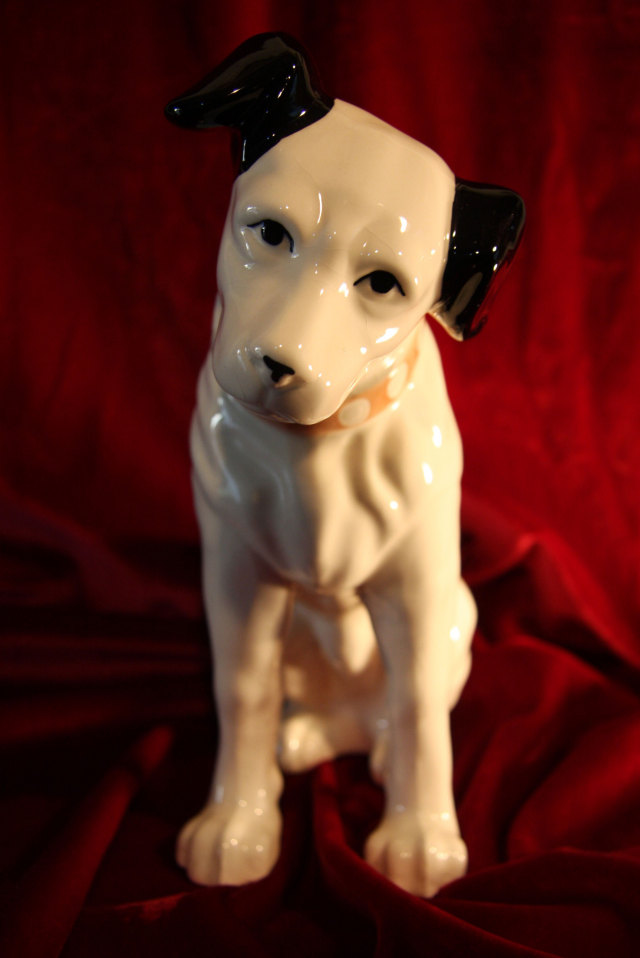 ビクター 犬 ニッパー 陶器製 人形 大型 ３２．０ｃｍ 当時物 企業物 非売品 現状 【TO1917】