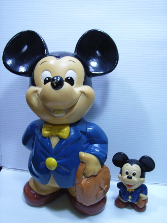 激レア☆三菱銀行 初代ミッキーマウス カウンター用 ソフビ人形 貯金箱 