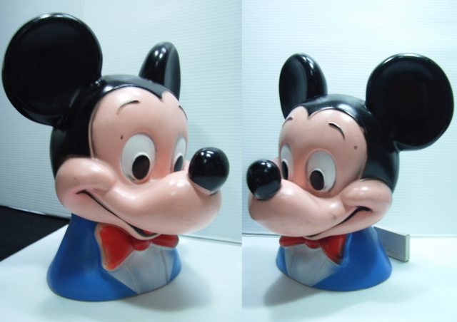 ミッキーマウス ソフビ人形 貯金箱 大型 ２６．０ｃｍ ５４５ｇ 当時物