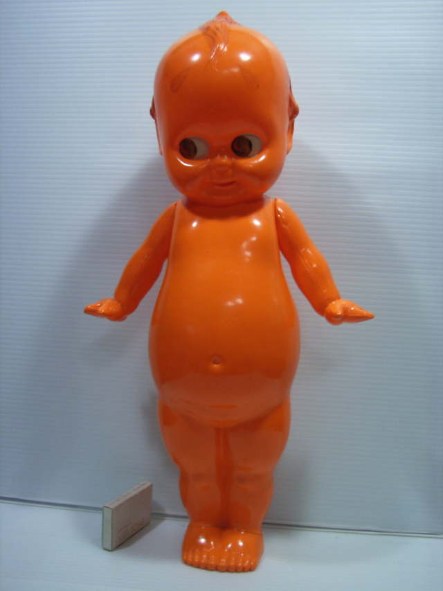 希少 オレンジ色 セルロイド キューピー 人形 大型 ４０ ５ｃｍ 当時物 メーカーnマーク有 Japan 現状 To3463