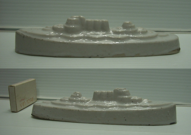 白磁 船 軍艦 文鎮 陶器製 大 17．5cm 235g ずっしり