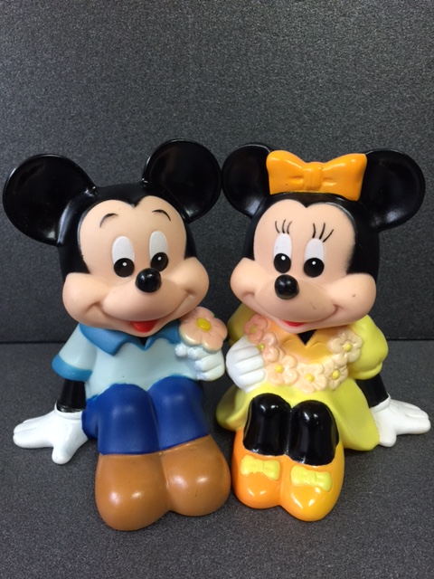 ２体セット☆三菱銀行 ミッキーマウス・ミニー ソフビ人形 貯金箱 １０