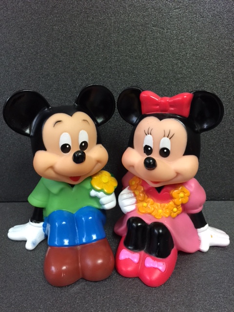 ２体セット☆三菱銀行 ミッキーマウス・ミニー ソフビ人形 貯金箱 １０．７ｃｍ 当時