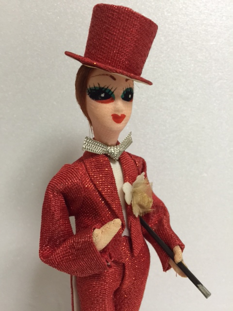 希少☆宝塚 TAKARAZUKA 人形 昭和レトロ 木台 24．8cm 当時